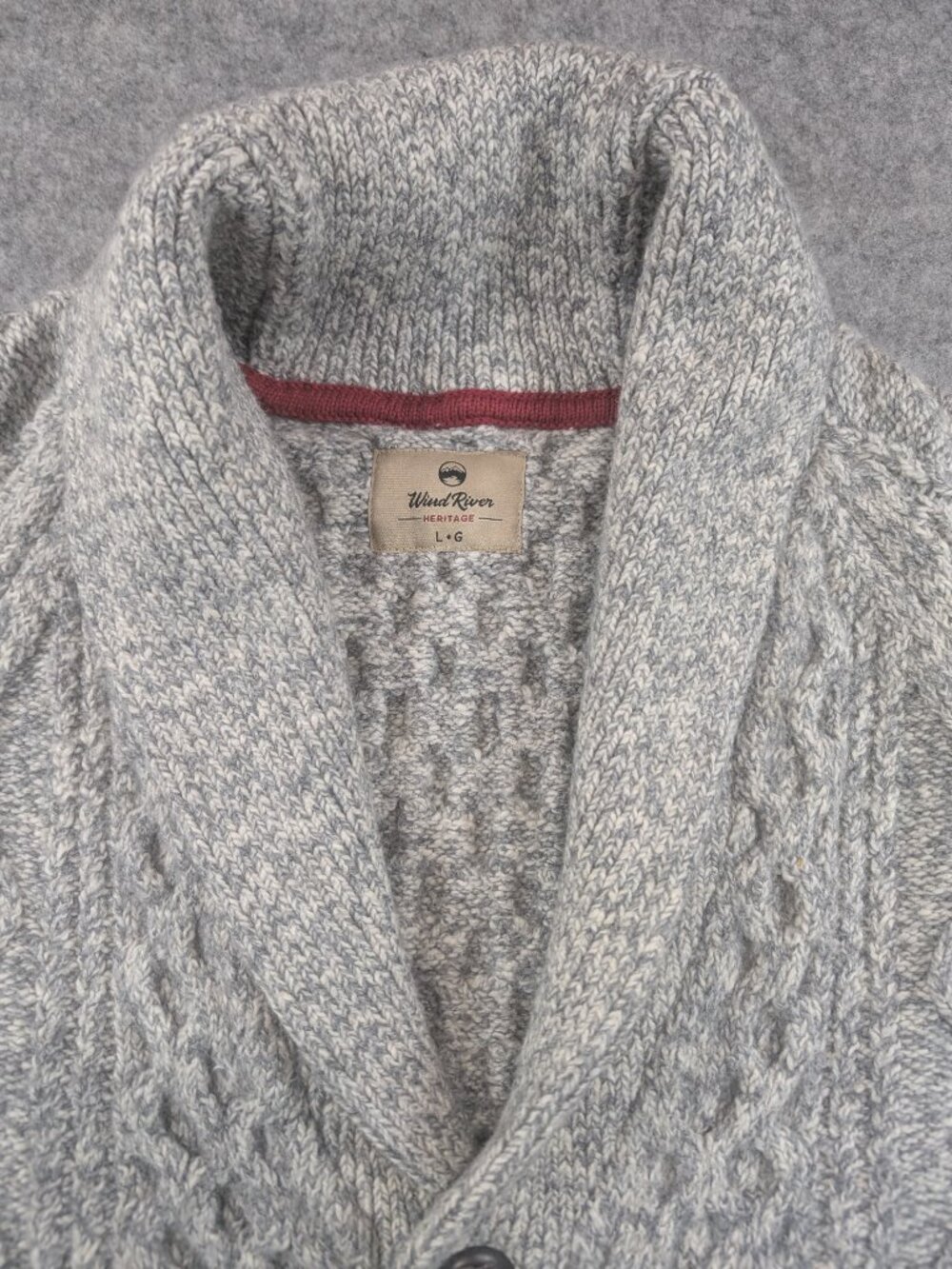 Wind River Heritage Men's Cable Knit Shawl Collar Cardigan Sweater Large - Picture 5 of 14